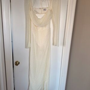 Oh Polly Cream Long Sleeve Dress